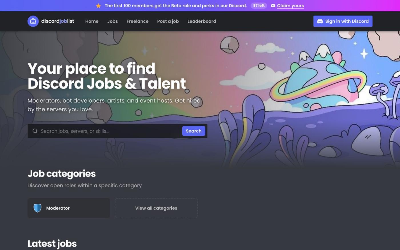 Find Discord jobs - discordjoblist — screenshot