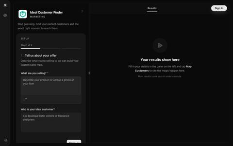Ideal Customer Finder — Stop guessing. Find your perfect customers and the exact — screenshot