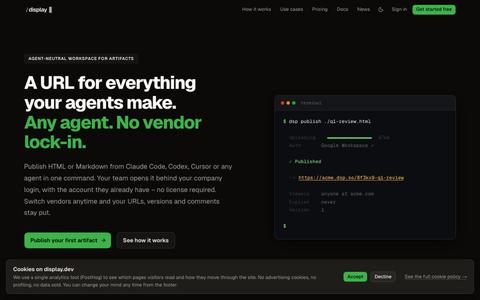 Display.dev – Agent-neutral workspace for artifacts — screenshot