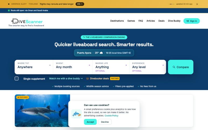 Liveaboard Diving: Compare Trips & Prices | DiveScanner — screenshot