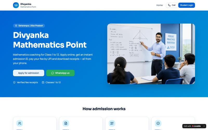 Divyanka Mathematics Point | Online Admission & Fee Payment — screenshot