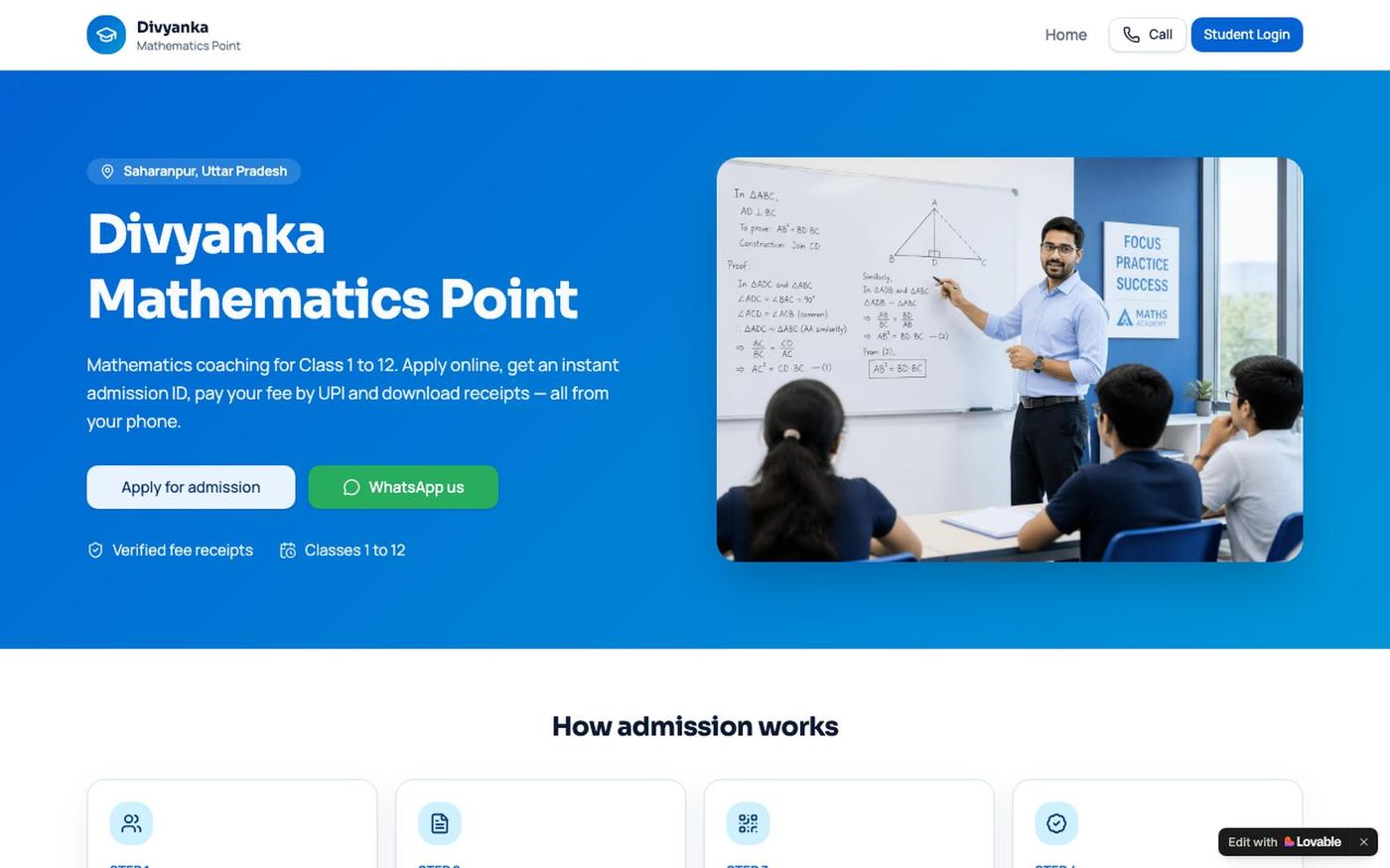 Divyanka Mathematics Point | Online Admission & Fee Payment — screenshot