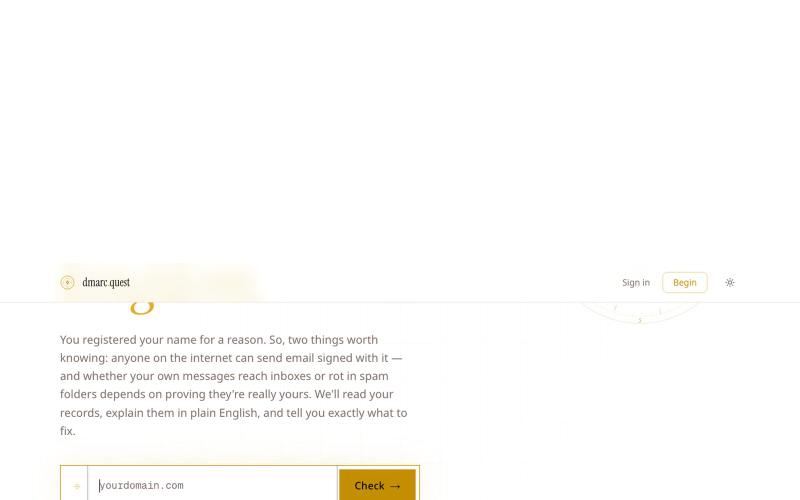 dmarc.quest — watch over your email domain — screenshot