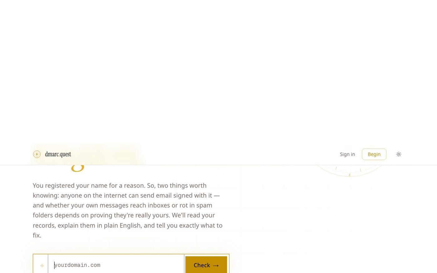 dmarc.quest — watch over your email domain — screenshot