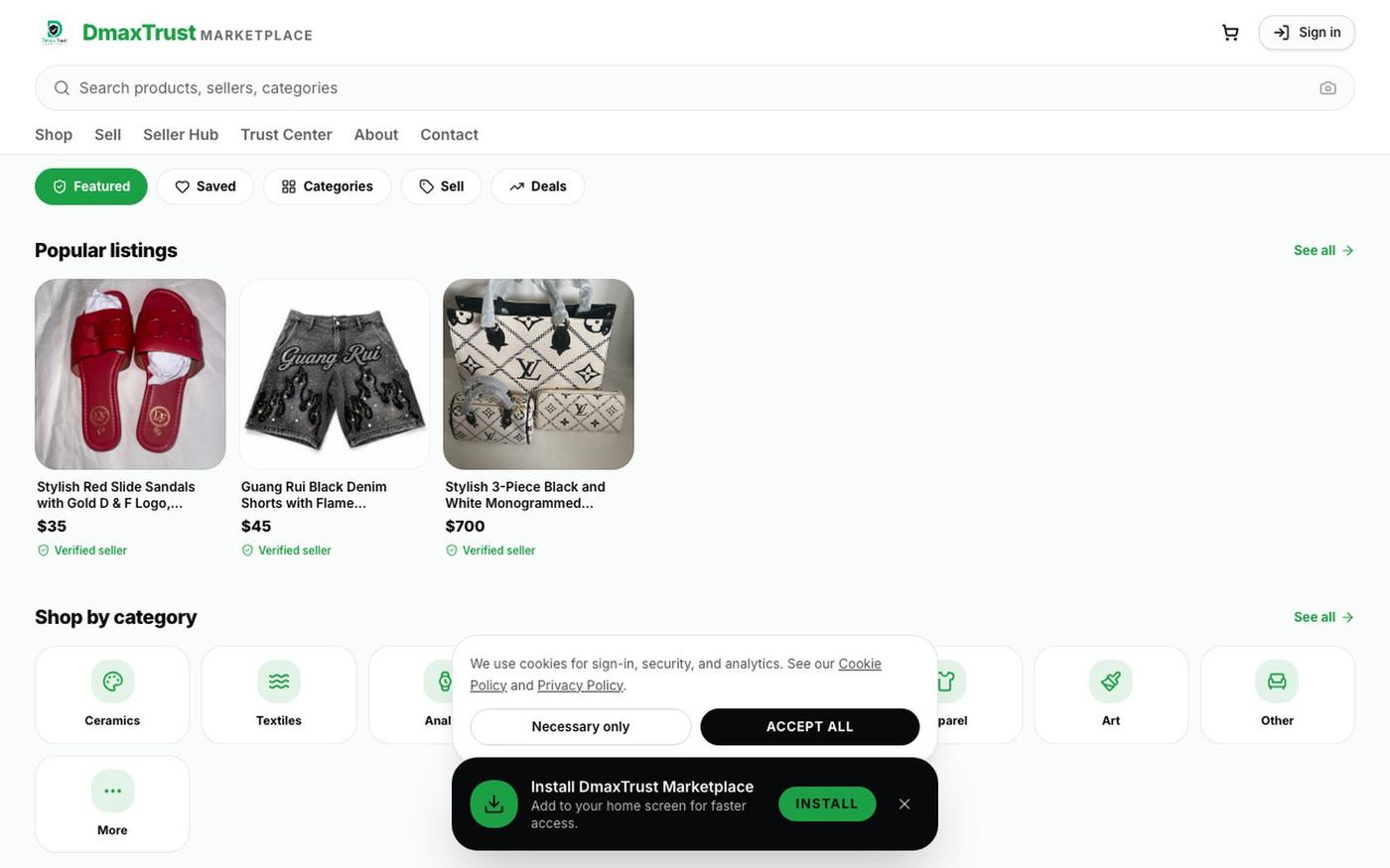 DmaxTrust Marketplace — Buy. Sell. Trust. — screenshot