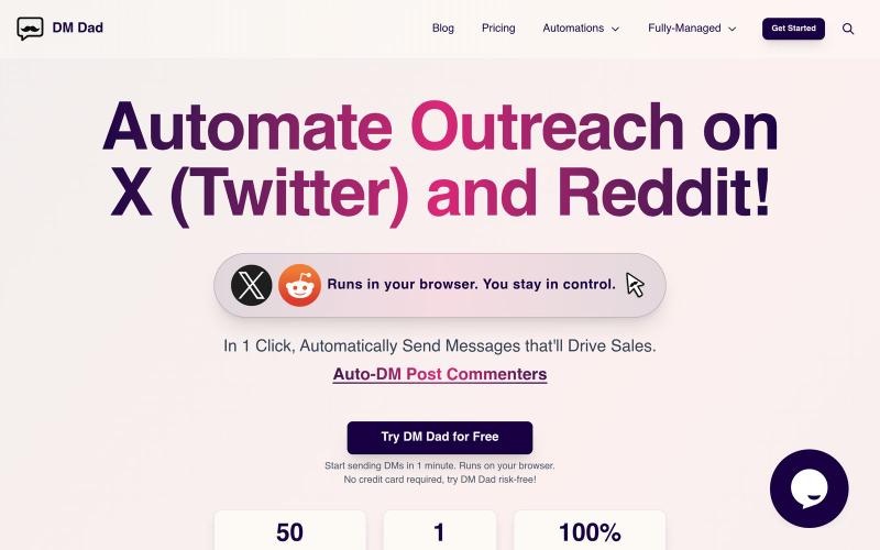 DM Dad - Outreach Tool Built for X (Twitter) and Reddit — screenshot
