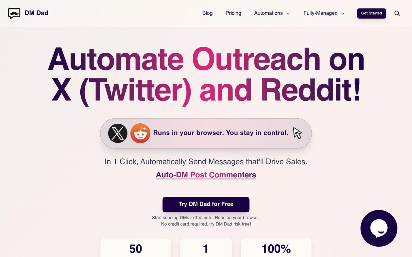 DM Dad - Outreach Tool Built for X (Twitter) and Reddit — screenshot