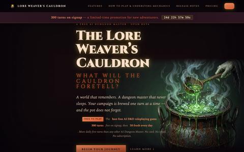 The Best Free AI D&D Roleplaying Game · AI Dungeon Master That Remembers — screenshot