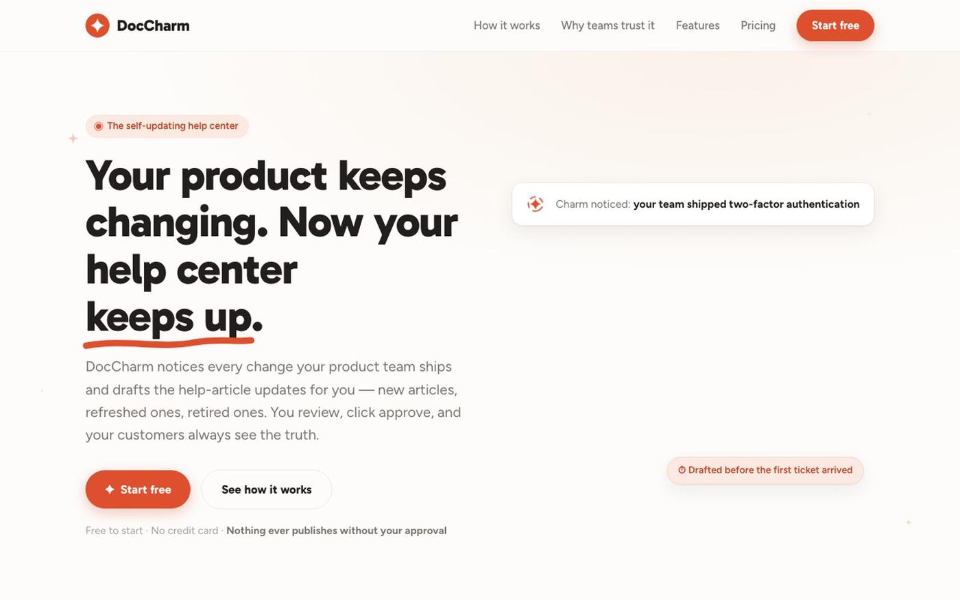 DocCharm — The help center that keeps itself up to date — screenshot