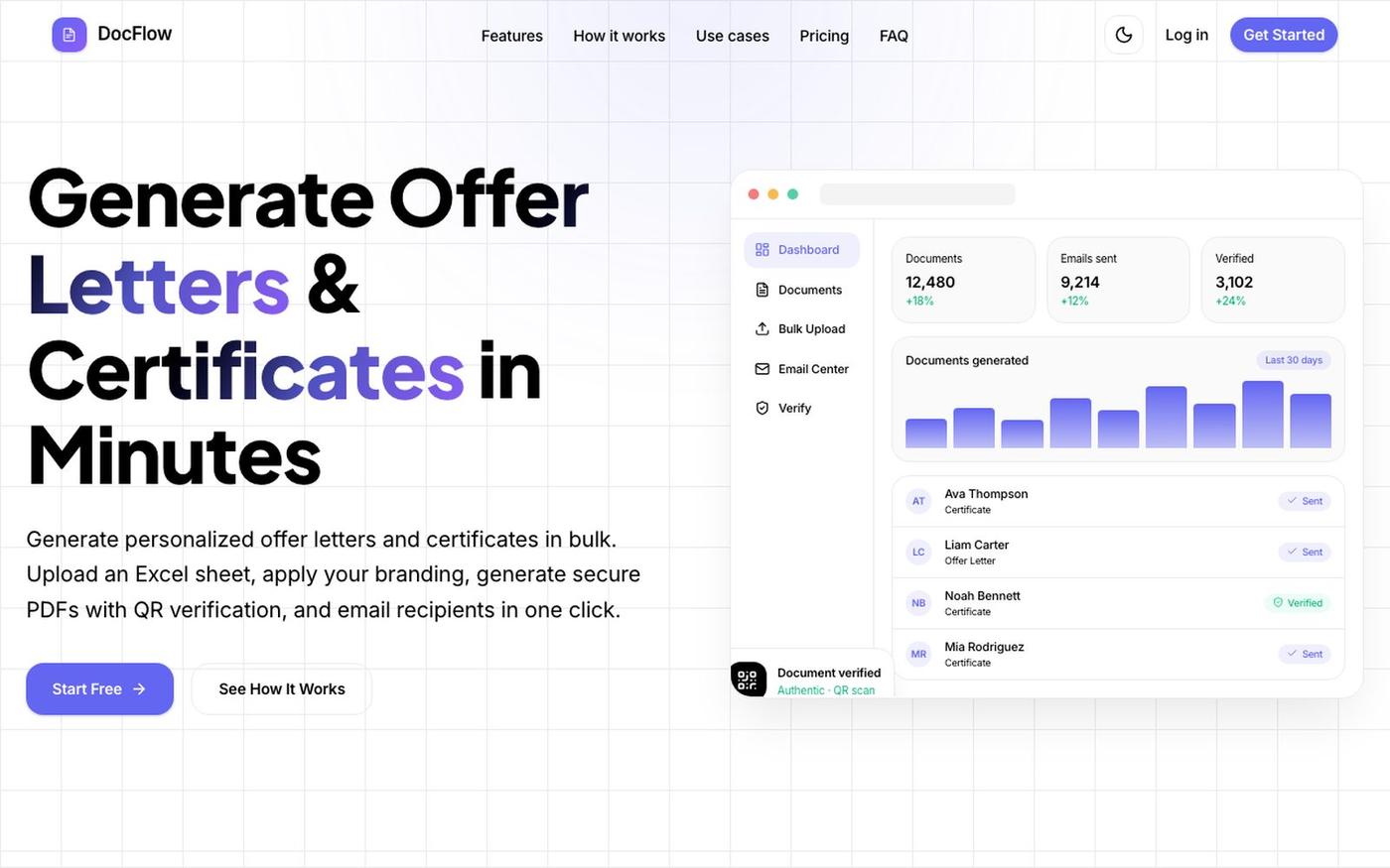 DocFlow — Generate Offer Letters & Certificates in Minutes — screenshot