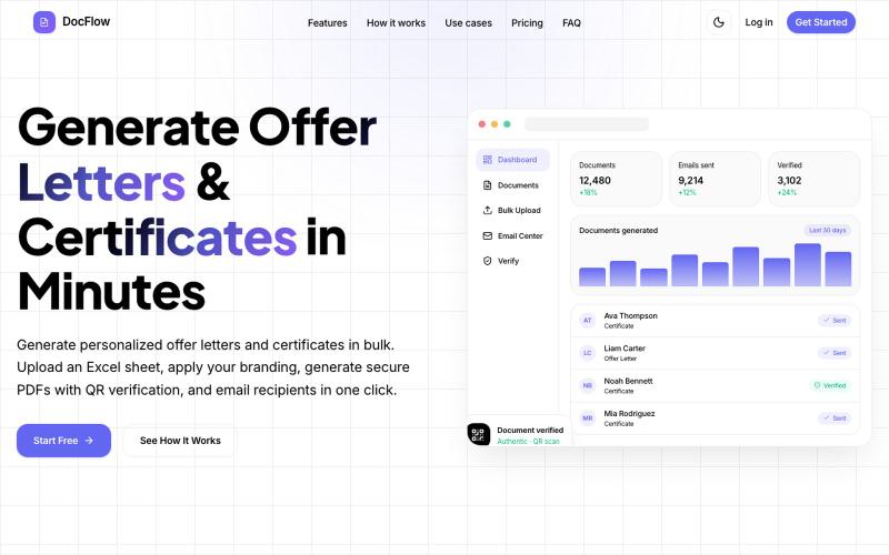 DocFlow — Generate Offer Letters & Certificates in Minutes — screenshot