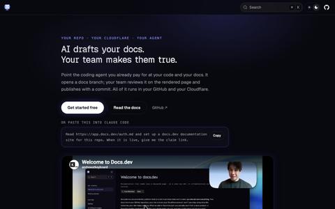 docs.dev — AI drafts your docs. Your team makes them true. — screenshot
