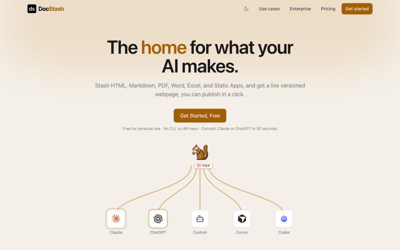 DocStash | The home for what your AI makes. — screenshot