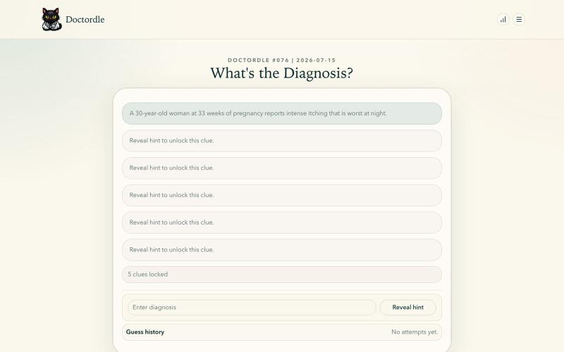 Play Doctordle — Diagnose Today's Case | Free Medical Puzzle — screenshot