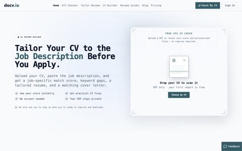 DoCV — AI CV & Resume Builder for Job Applications — screenshot