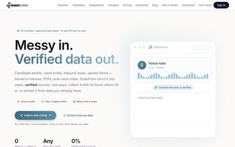 DodoForm — AI form builder. Talk, snap, or scribble. — screenshot