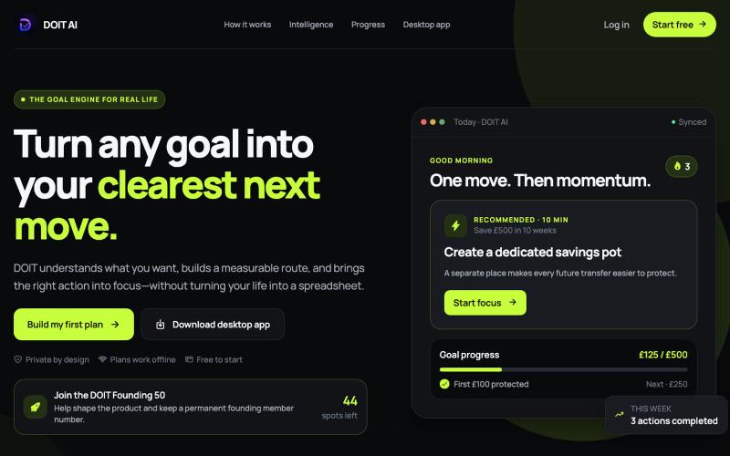 DOIT AI — Turn goals into action — screenshot