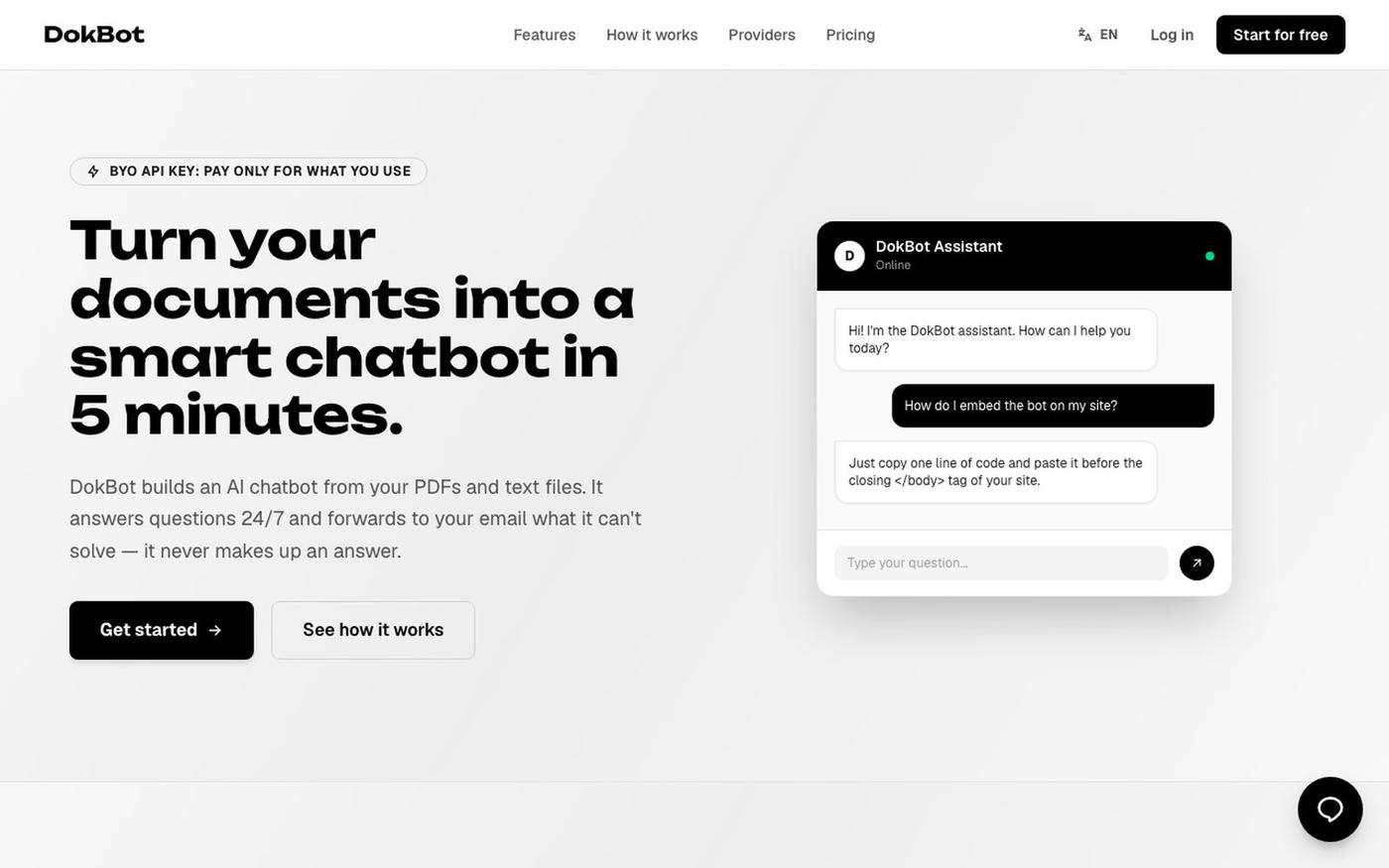 DokBot — Chatbot IA para tu sitio web — screenshot