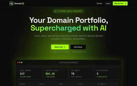 DomainIQ — AI-Powered Domain Portfolio Manager — screenshot