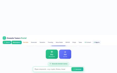 Domain Names Portal — Free Domain Name Generator, Valuation, Availability & WHOI — screenshot