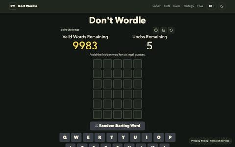 Dont Wordle Game - Play the Reverse Word Puzzle Online — screenshot