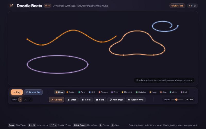 Doodle Beats — Living Track Lo-Fi Synthesizer — screenshot