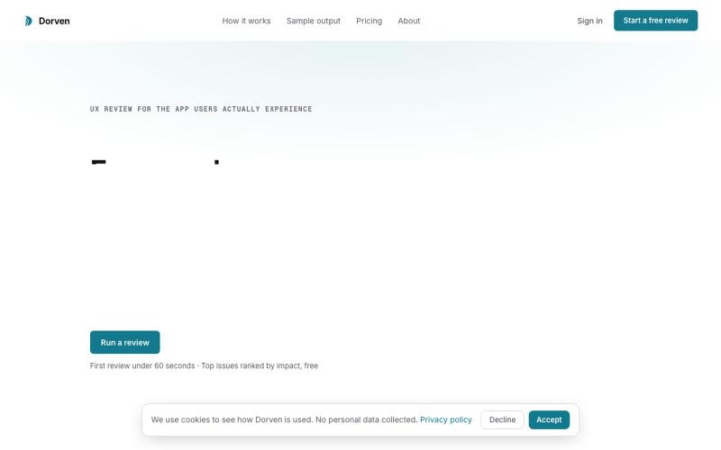 Dorven — UX Review for AI-Built Apps — screenshot