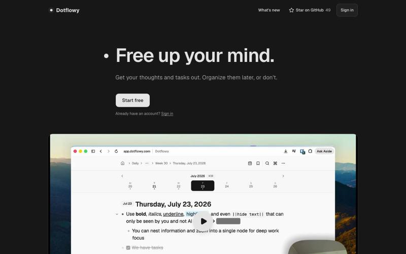 Dotflowy — free up your mind — screenshot