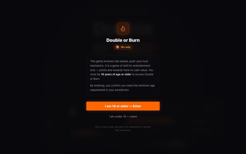 Double or Burn — Push Your Luck, Win $2,000/Month — screenshot