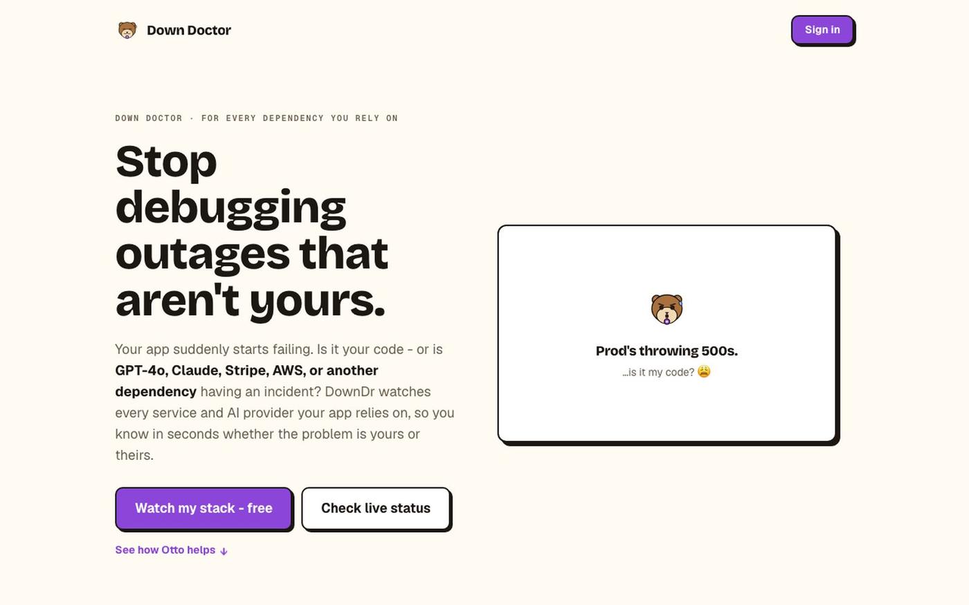 DownDr - The doctor for everything your app depends on. — screenshot