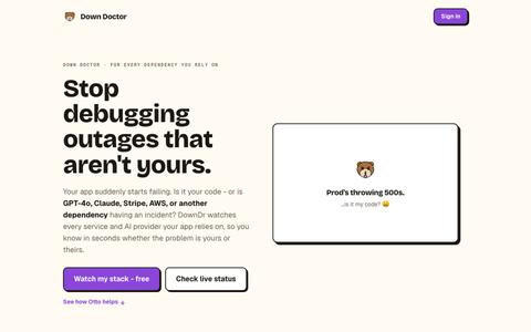 DownDr - The doctor for everything your app depends on. — screenshot