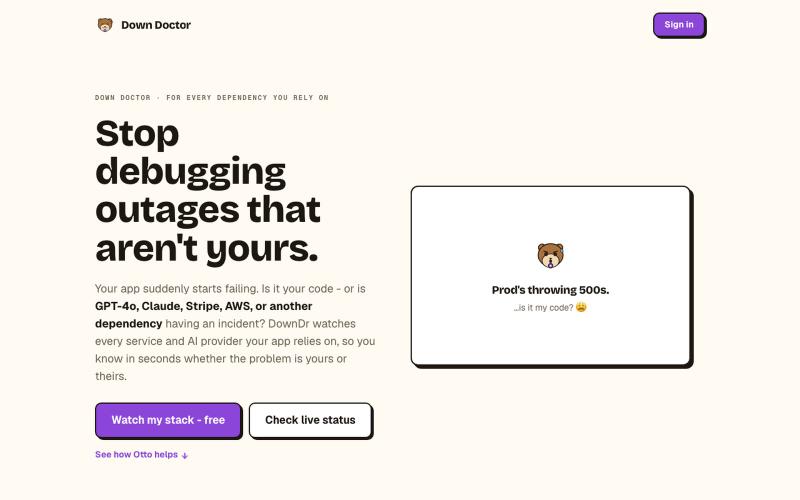 DownDr - The doctor for everything your app depends on. — screenshot