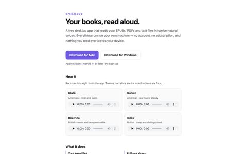 Free Audiobook Reader for Mac & Windows — OpenAloud — screenshot