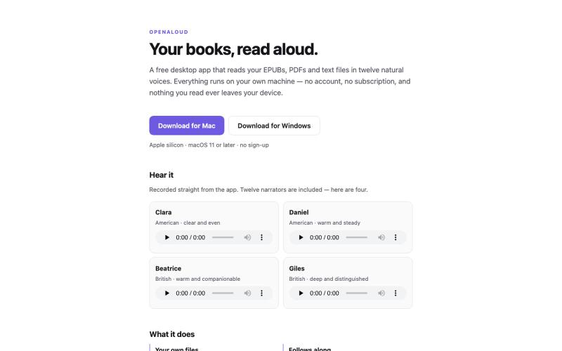 Free Audiobook Reader for Mac & Windows — OpenAloud — screenshot