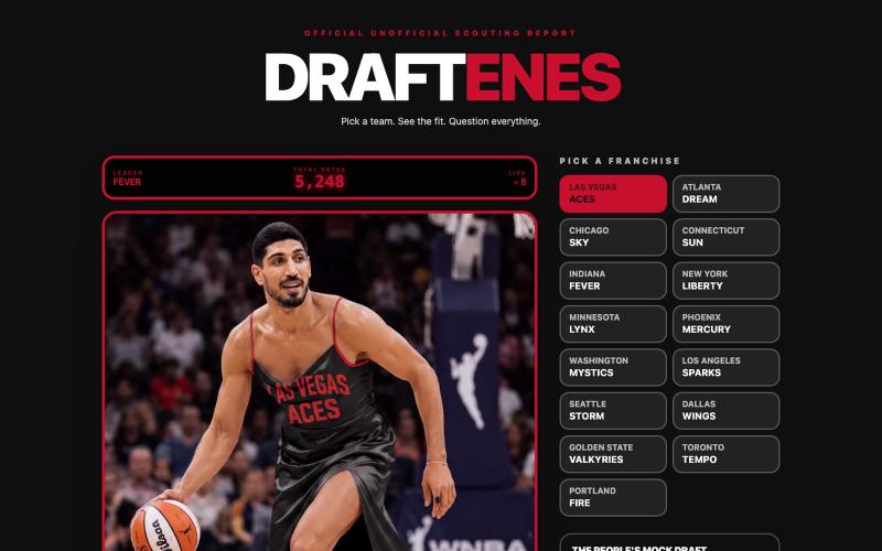 DraftEnes.com — Put Enes in Every WNBA Team Look — screenshot