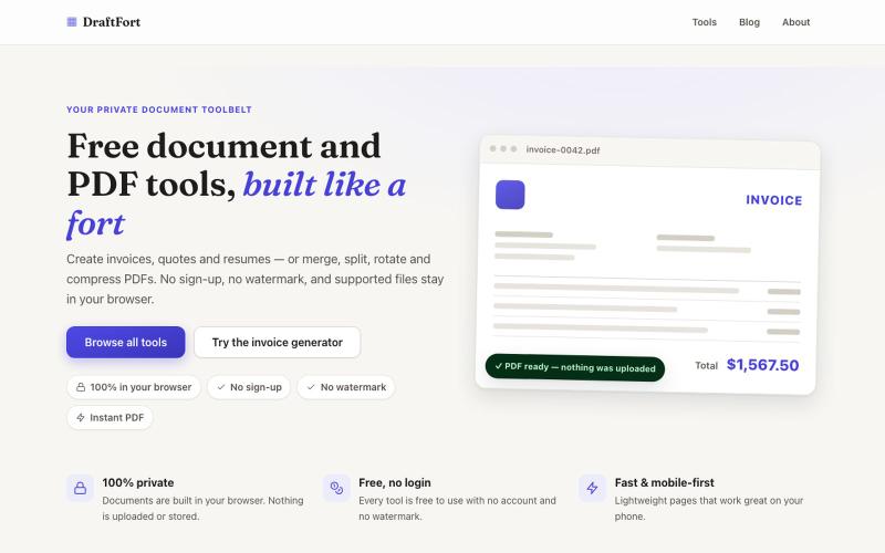 DraftFort — Your private fort for documents. — screenshot