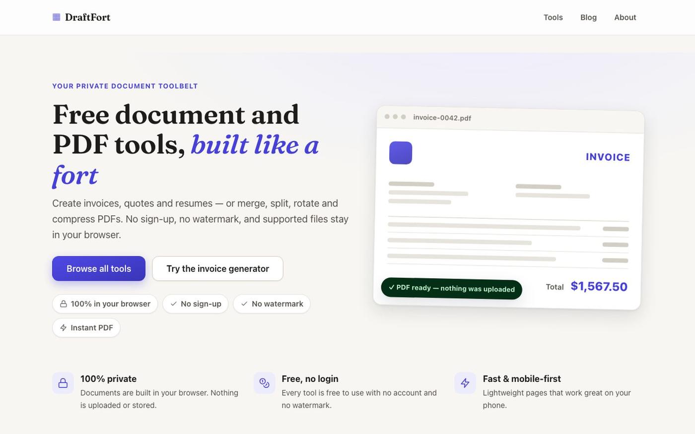 DraftFort — Your private fort for documents. — screenshot