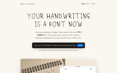 draw-your-font - turn a photo of your handwriting into a real font — screenshot