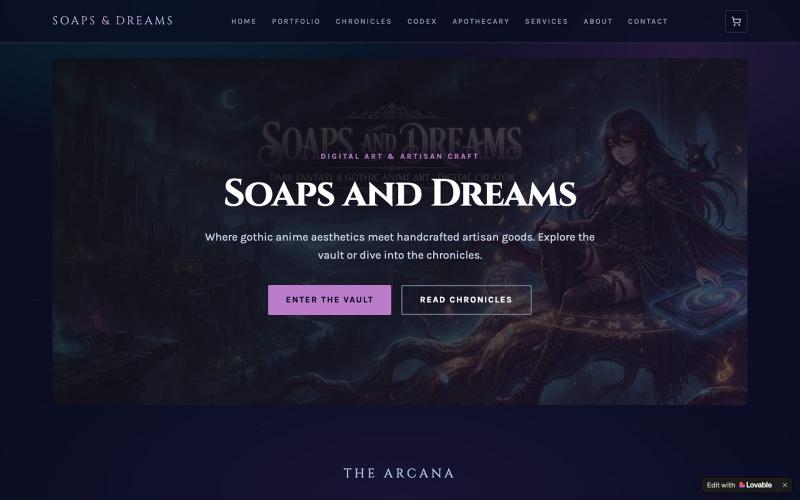 Soaps and Dreams — Gothic Art, Story & Apothecary — screenshot