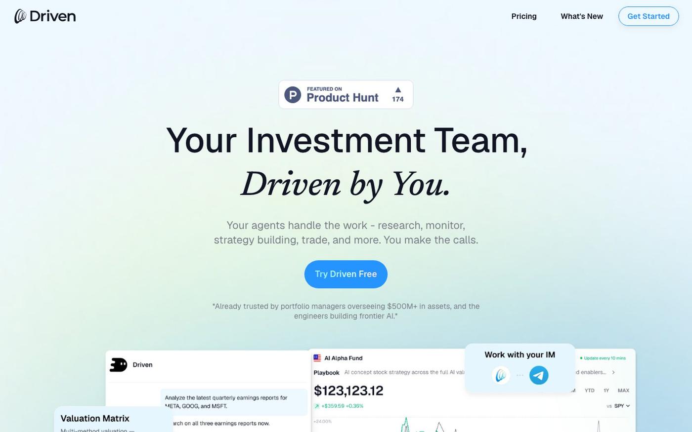 Driven — AI Investment Agent | Your Investment Team — screenshot