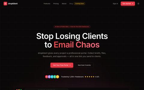 dropklient — The Client Portal Built for Freelancers — screenshot