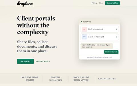 Droplana — Client portals without the complexity — screenshot