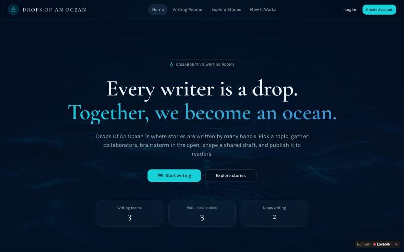 Drops Of An Ocean — Write Stories Together — screenshot