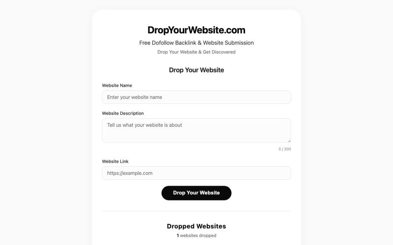 Drop Your Website - Free Dofollow Backlink & Website Submission — screenshot