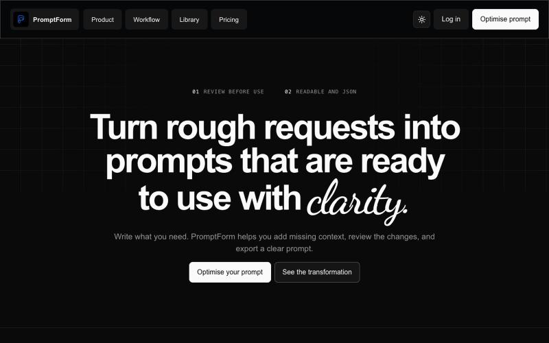 PromptForm — Clear prompts, ready to use — screenshot