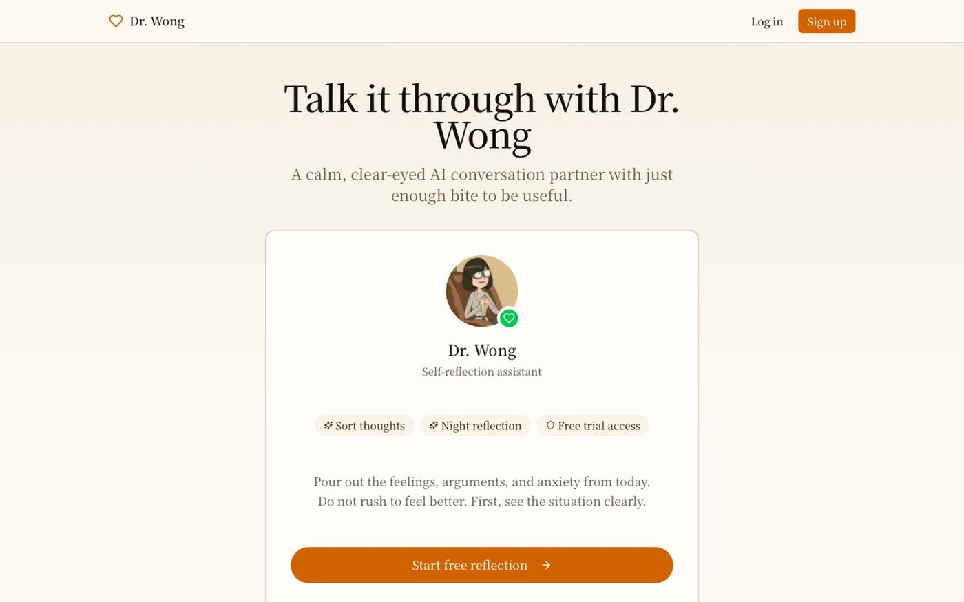 Dr. Wong | Emotional Journal and Self-Reflection — screenshot
