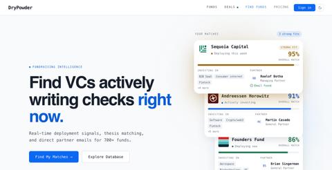 DryPowder — Find Seed & Pre-Seed VC Funds — screenshot