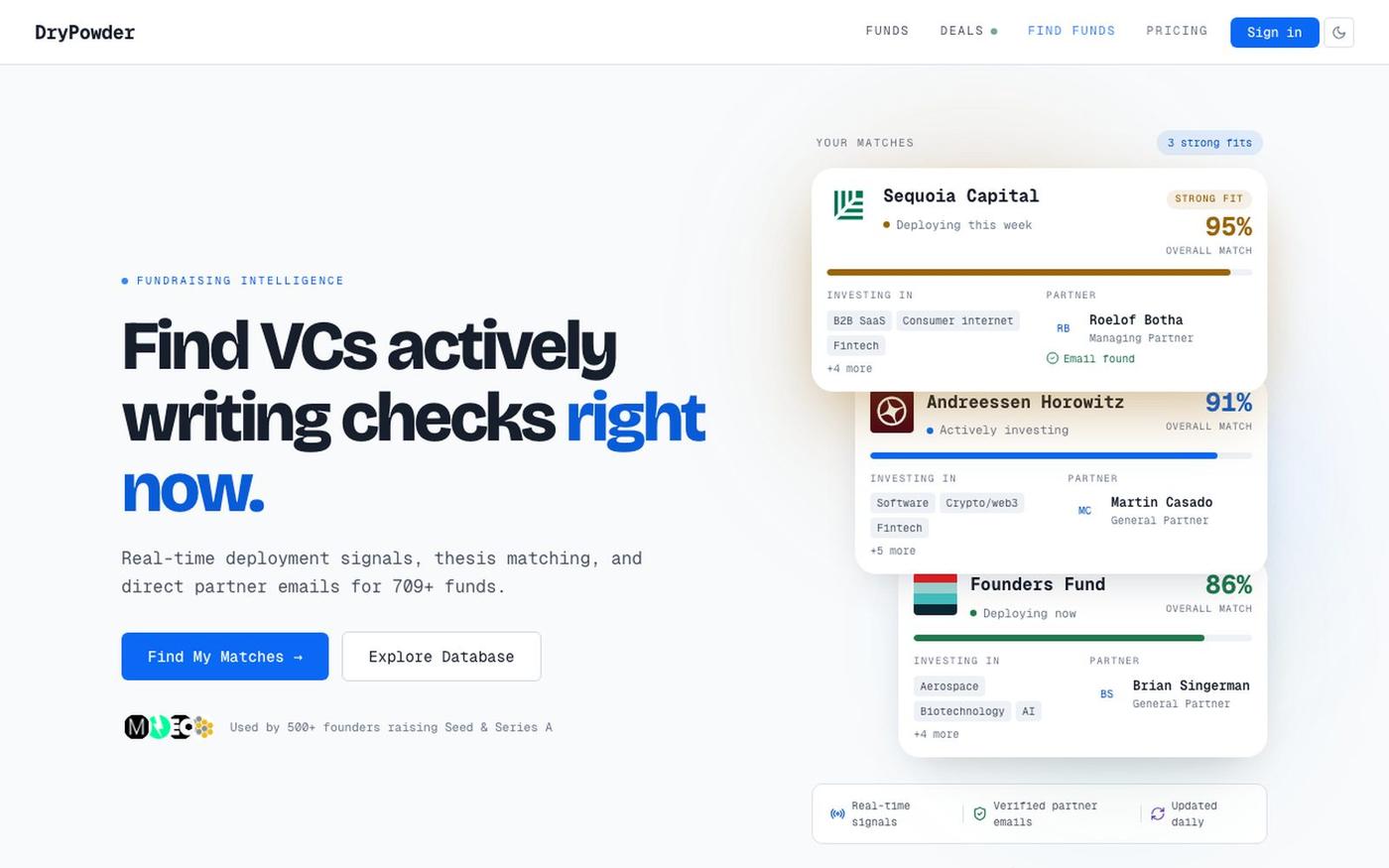 DryPowder — Find Seed & Pre-Seed VC Funds — screenshot