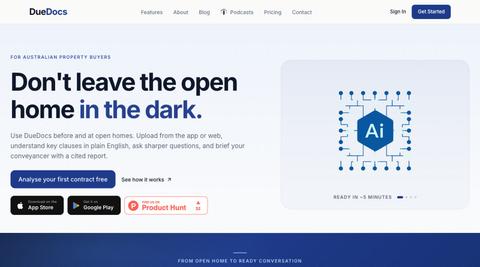 DueDocs: AI Property Contract Analysis for Australian Buyers — screenshot