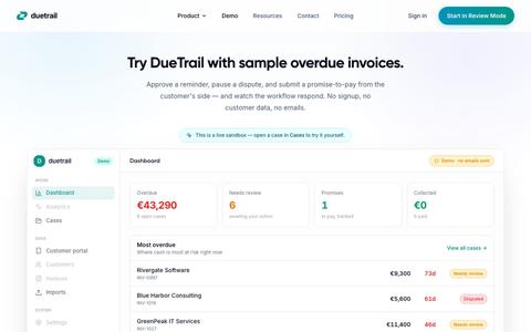 Interactive Demo: overdue-invoice collections in action — screenshot